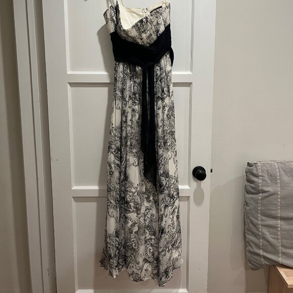 BCBGMaxAzria strapless black and white toile gown (size 6) - Picture 5 of 6